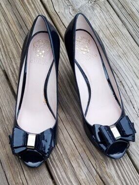 Vince Camuto patent leather wedges